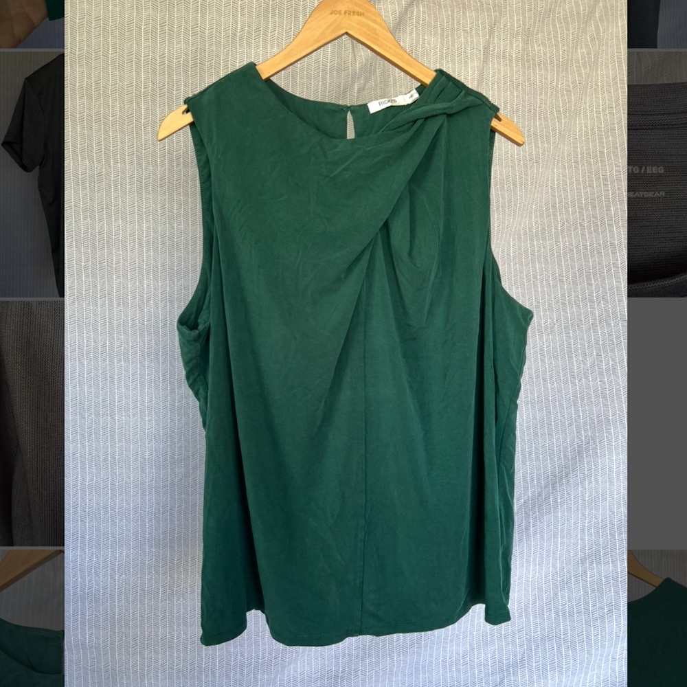 XXL Ricki's Forest Green Stretchy Jersey Sleeveless shirt